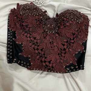 Vintage Tarra Hand Beaded Corset Bustier 34C • Made USA • NWT